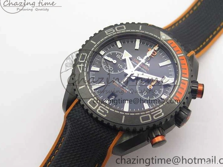 1230 Planet Ocean Master Chronometer Chrono DLC OM 1:1 Best Edition Black Dial On Nylon Strap A Chic 8103